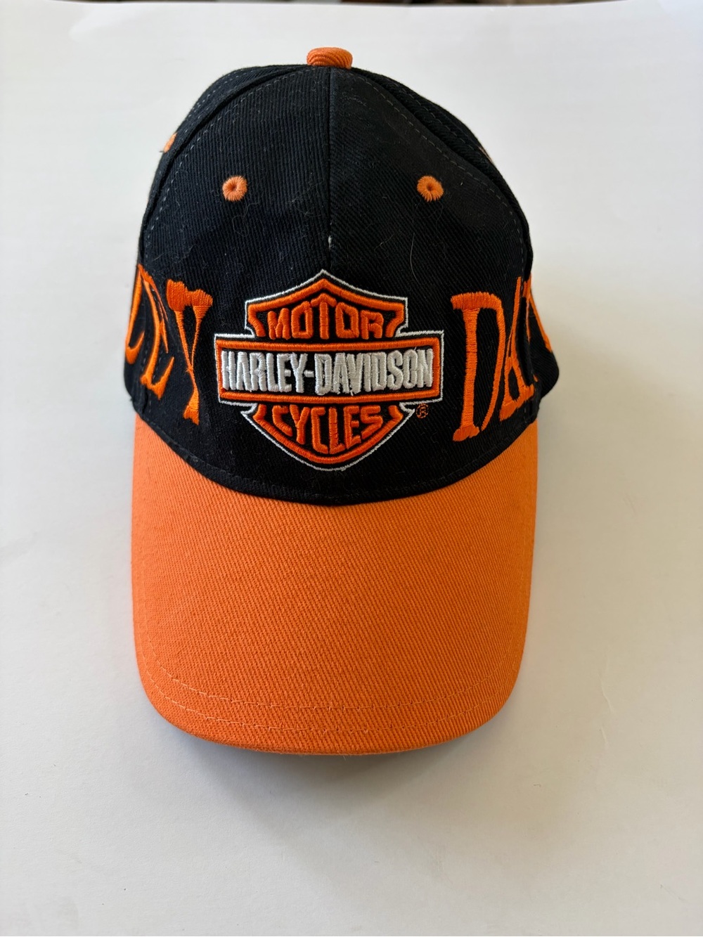 Harley-Davidson Black and Orange Embroidered Baseball Cap